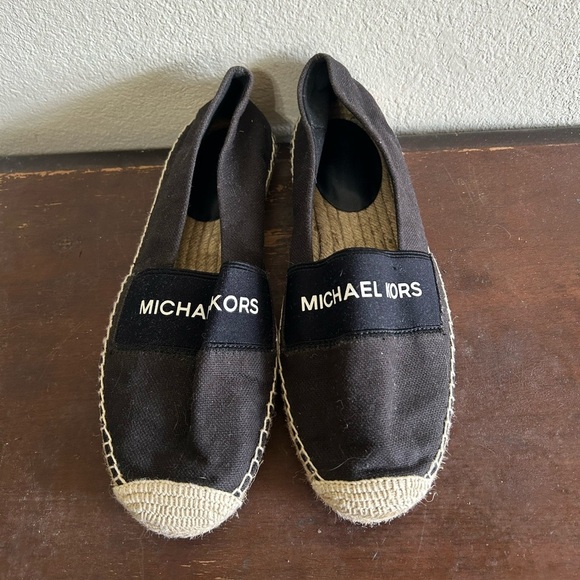 Michael Kors Vicky Slip-On Black White Espadrille Flats Size 8 Women’s Canvas - Picture 5 of 10